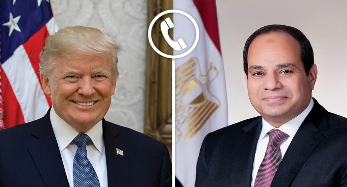 الرئيس السيسى يشدد لترامب على ضرورة تدشين عملية سلام تفضى إلى حل دائم فى المنطقة