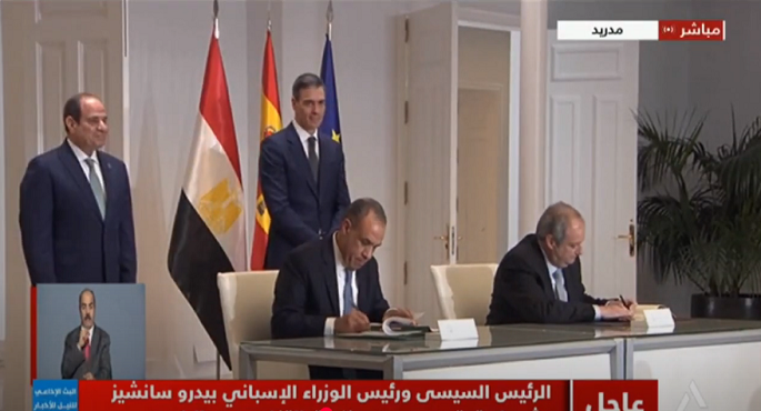 بالفيديو .. السيسى وسانشيز يشهدان توقيع عدد من اتفاقيات ومذكرات التعاون المشترك