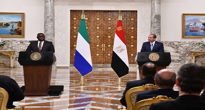 السيسى ورئيس سيراليون يشددان على ضرورة احترام سيادة الدول وبذل كافة الجهود لحماية القرن الإفريقي