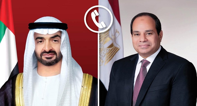 الرئيس السيسى والشيخ محمد بن زايد يتبادلان هاتفيا التهنئة بمناسبة عيد الفطر المبارك