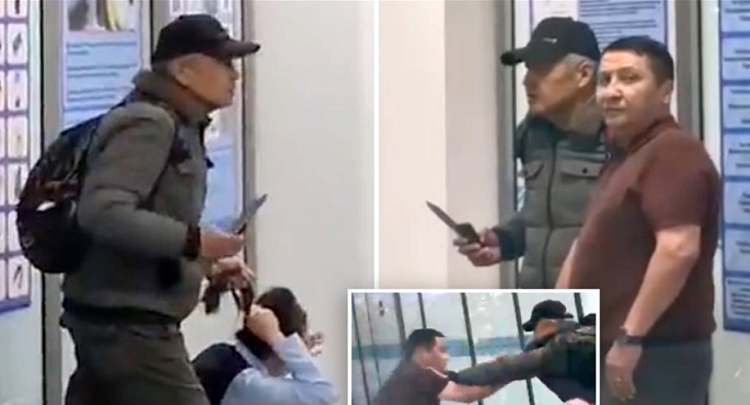 ملاكم متقاعد ينقذ موظفة أمن من مهاجم مسلح بسكين
