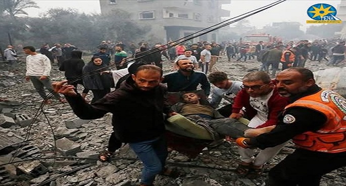 استشهاد 15 فلسطينيا في قصف على حى التفاح ومخيم البريج