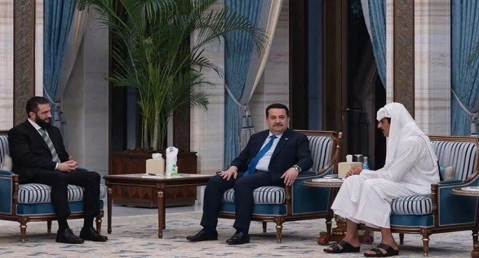 لقاء ثلاثى يجمع أمير قطر والرئيس السورى برئيس الوزراء العراقى فى الدوحة