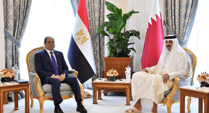 بالصور .. الرئيس السيسى وأمير قطر يؤكدان رفضهما القاطع لتهجير الفلسطينيين من أرضهم