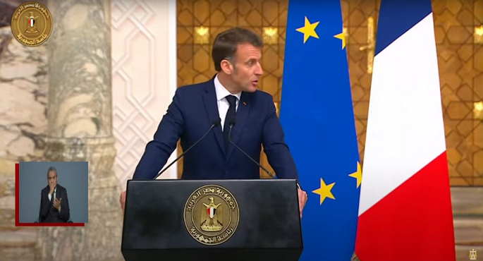 بالفيديو .. ماكرون : نثمن جهود السيسى لتحقيق السلام ونرفض تهجير الفلسطييين وندعم إعادة إعمار غزة