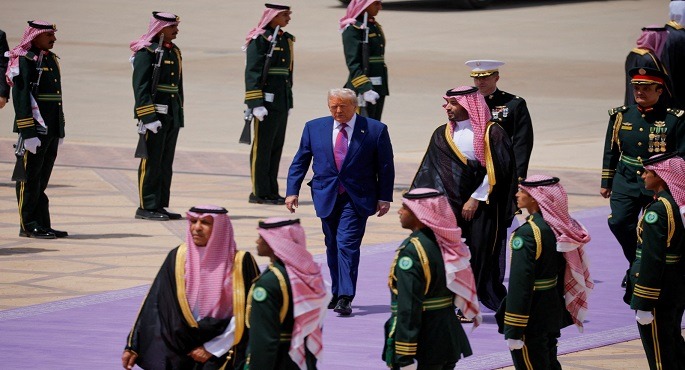 ولى العهد السعودى محمد بن سلمان يستقبل الرئيس الأمريكى دونالد ترامب بقصر اليمامة بالرياض