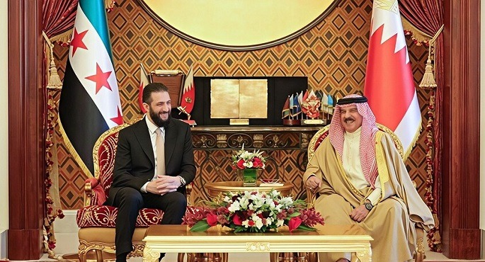 ملك البحرين يستقبل الشرع فى أول زيارة رسمية له إلى المملكة