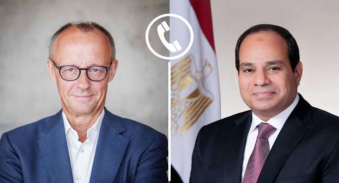 الرئيس السيسى يستعرض هاتفيا مع المستشار الألمانى جهود وقف إطلاق النار فى غزة