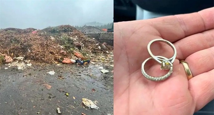رحلة البحث المستحيلة.. العثور على خاتمى زفاف وسط 18 طناً من النفايات
