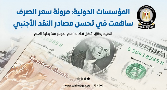 بالإنفوجراف .. إشادات دولية بمرونة سعر الصرف .. والجنيه يحقق أفضل أداء له أمام الدولار منذ بداية العام