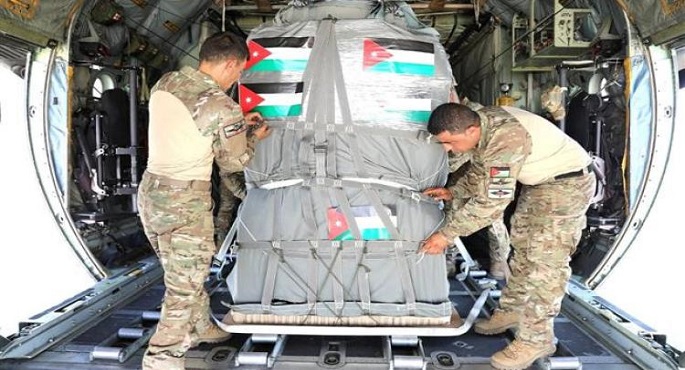 الأردن ينفذ إنزالا جويا جديدا 781 طنا مساعدات فى غزة