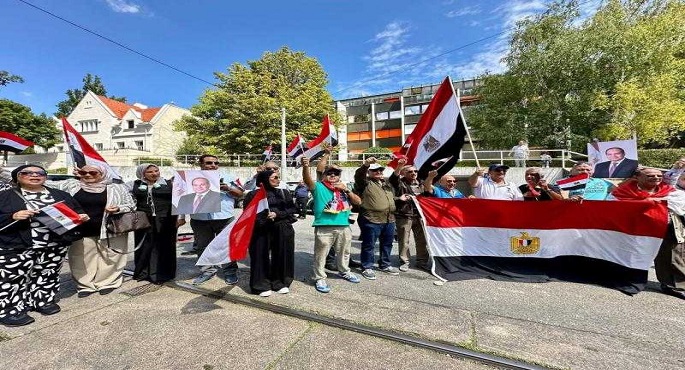 مظاهرة للمصريين فى النمسا تأييدا للقيادة السياسية والتضامن مع الشعب الفلسطينى