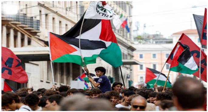 متظاهرون مؤيدون للفلسطينيين يشتبكون مع الشرطة فى ميلانو وغلق موانئ إيطالية
