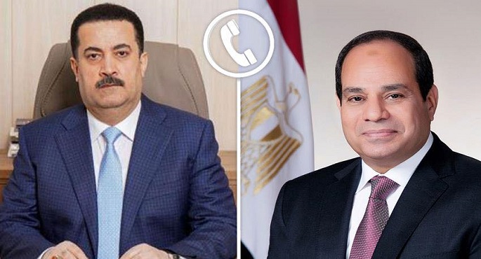 الرئيس السيسى يؤكد هاتفيا لرئيس الوزراء العراقى دعم مصر الكامل لجهود إعادة الإعمار ومشروعات البنية التحتية