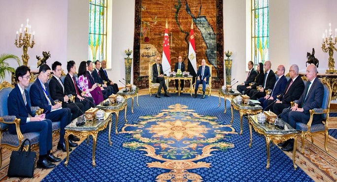 بالصور.. الرئيس السيسى ورئيس سنغافورة يبحثان تعزيز التعاون الثنائى وجهود مصر لوقف الحرب فى غزة