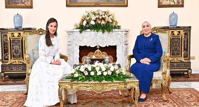 بالصور.. قرينة الرئيس: اللقاء مع ملكة إسبانيا حمل روحا صادقة من الصداقة بين بلدينا
