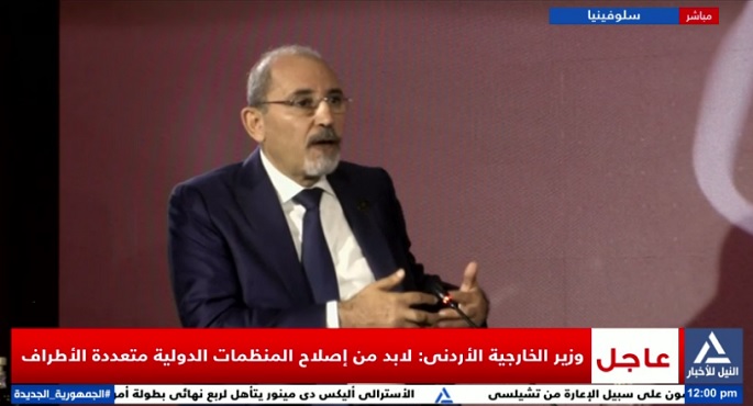 الصفدى من سلوفينيا: ما يحدث فى غزة من جرائم وانتهاك للقانون الدولى يؤكد أن المعايير تطبق بانتقائية