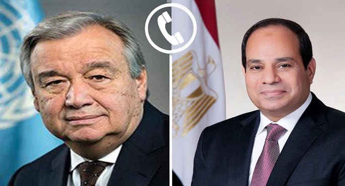 الرئيس السيسى يتلقى اتصالًا هاتفيًا من جوتيريش بشأن اتفاق وقف الحرب فى غزة