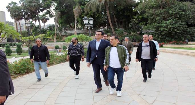 وزير الثقافة يتفقد مشروع إعادة إحياء حديقة الأزبكية التراثية