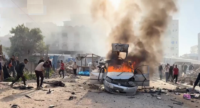 5 شهداء بينهم قيادى فى القسام فى غارة إسرائيلية استهدفت سيارة غرب مدينة غزة
