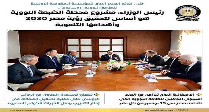 مجلس الوزراء: مشروع محطة الضبعة النووية يرسيخ مكانة مصر على خريطة الطاقة النووية العالمية
