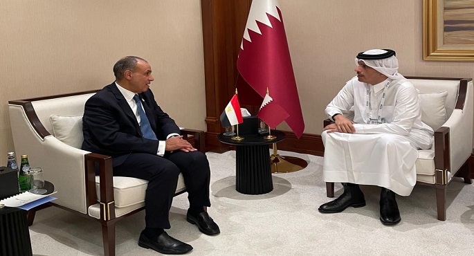 وزير الخارجية يبحث مع رئيس مجلس الوزراء القطرى التطورات فى قطاع غزة