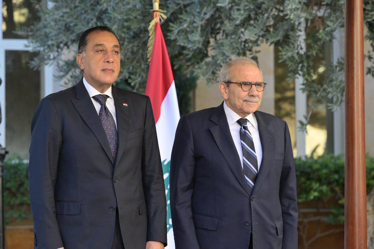 رئيس الوزراء اللبنانى يستقبل مصطفى مدبولى بمقر السراى الحكومى ببيروت