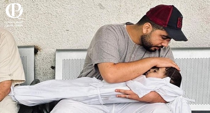 استشهاد طفلين فى قصف الاحتلال الاسرائيلى محيط مستشفى كمال عدوان شمال قطاع غزة