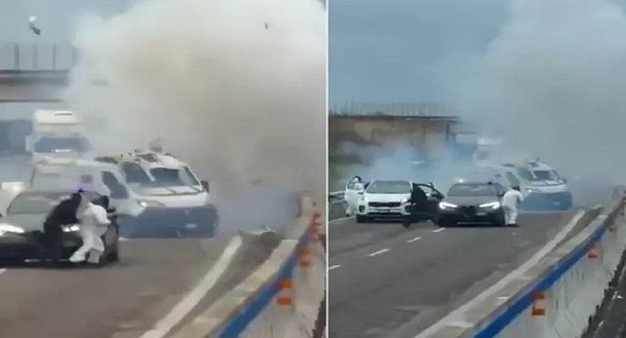 سطو مسلح على طريقة هوليوود.. عصابة إيطالية تفجر ناقلة أموال وتسرقها
