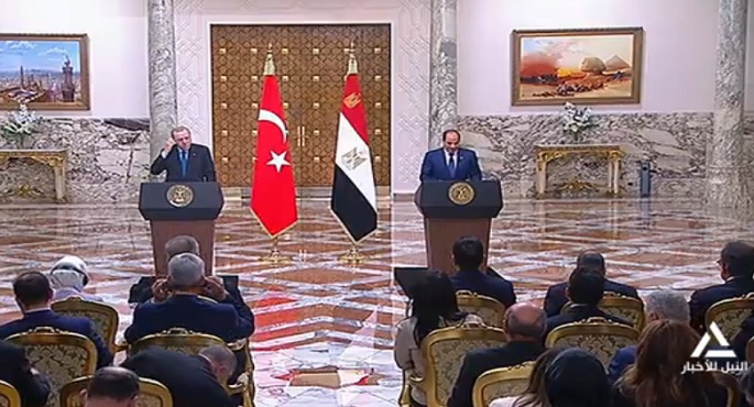 خلال مؤتمر صحفى مع الرئيس التركى ..السيسى: أمن الإقليم مسئولية جماعية وشددنا على ضرورة تطبيق خطة ترامب للسلام فى غزة