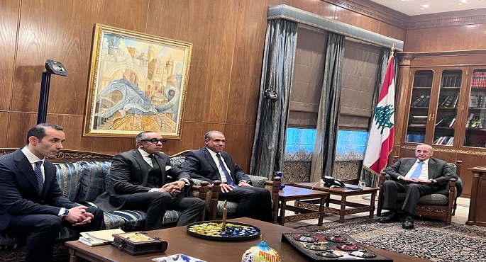 وزير الخارجية يلتقى رئيس مجلس النواب اللبنانى ببيروت ويؤكد تضامن مصر مع لبنان الشقيق
