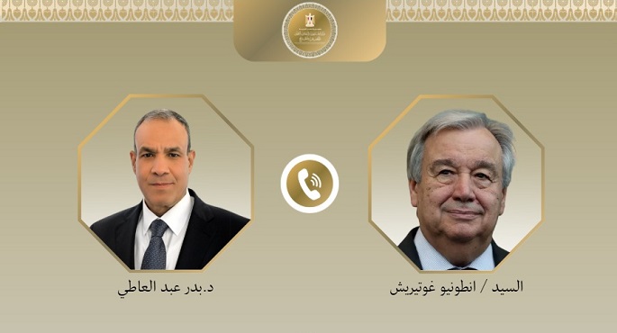 وزير الخارجية وجوتيريش يبحثان التعاون من أجل العمل على خفض التصعيد فى المنطقة