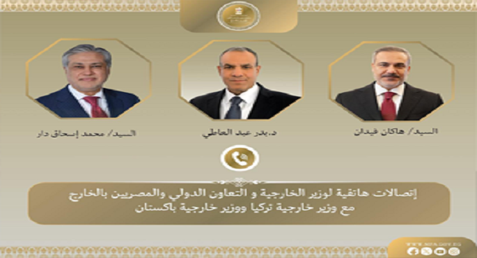 وزير الخارجية يبحث مع نظيريه الباكستانى والتركى التطورات الإقليمية وجهود خفض التصعيد
