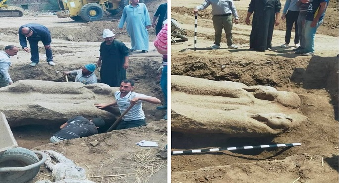 اكتشاف تمثال أثرى ضخم فى “تل فرعون” بمحافظة الشرقية