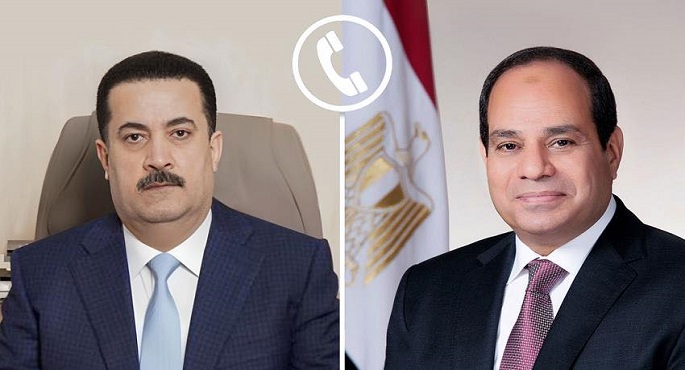 الرئيس السيسى يبحث مع شياع السودانى أهمية تضافر الجهود الإقليمية والدولية لوقف التصعيد فى المنطقة