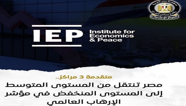 مجلس الوزراء: مصر تنتقل من المستوى المتوسط إلى المنخفض فى مؤشر الإرهاب العالمى