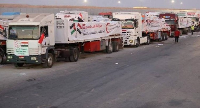 الهلال الأحمر المصرى يدفع بـ 4,945 طنًا مساعدات إنسانية لدعم الأشقاء الفلسطينيين عبر قافلة “زاد العزة” الـ 173