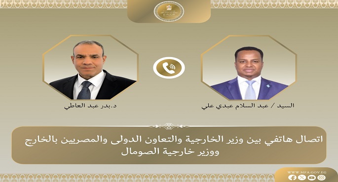 وزير الخارجية يؤكد لنظيره الصومالى مجددا دعم مصر الكامل لوحدة وسيادة أراضى جمهورية الصومال الفيدرالية