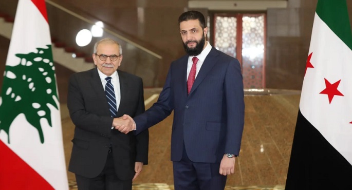 سلام يبحث مع الشرع الملفات المشتركة من الطاقة والتبادل التجارى وضبط الحدود بين البلدين