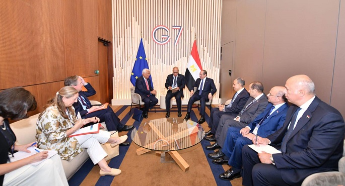 الرئيس السيسى يلتقى رئيس المجلس الأوروبى ويؤكد تقديره للمسار المتنامى الذى تشهده العلاقات المصرية الأوروبية